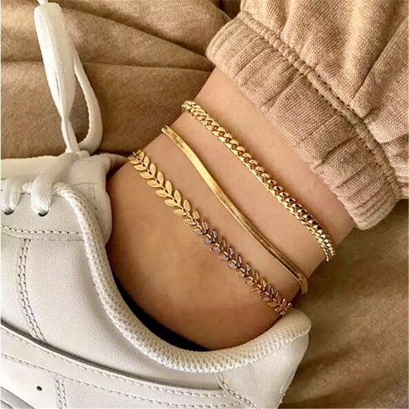 Free People Jewelry - “Lucinda” Gold Link/Snake Chain Anklets/Bracelets